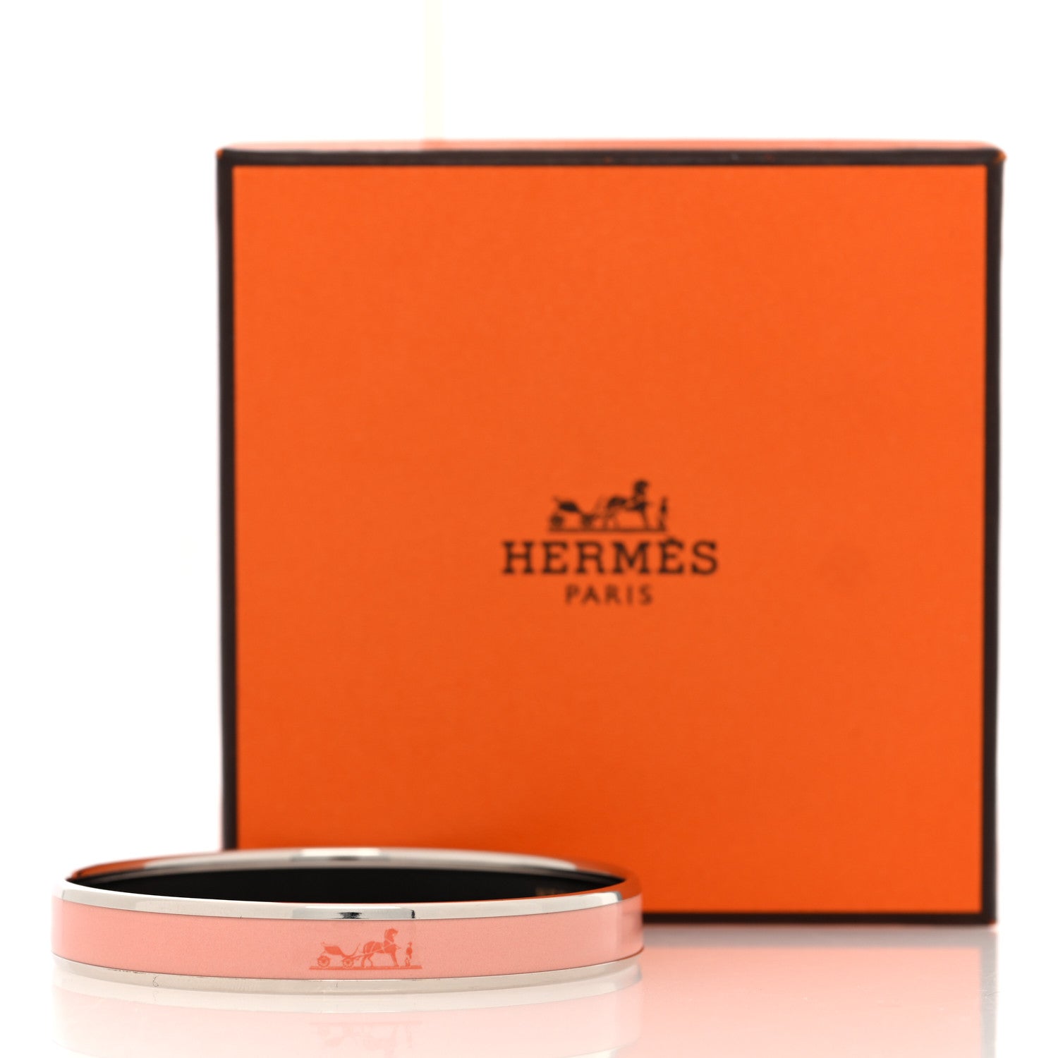 Hermes Enamel Printed Narrow Caleche Bracelet 70 Rose Dragee 5 of 5