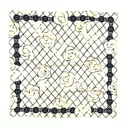 Chanel Silk Camellia CC Square Scarf Ivory 1 of 4
