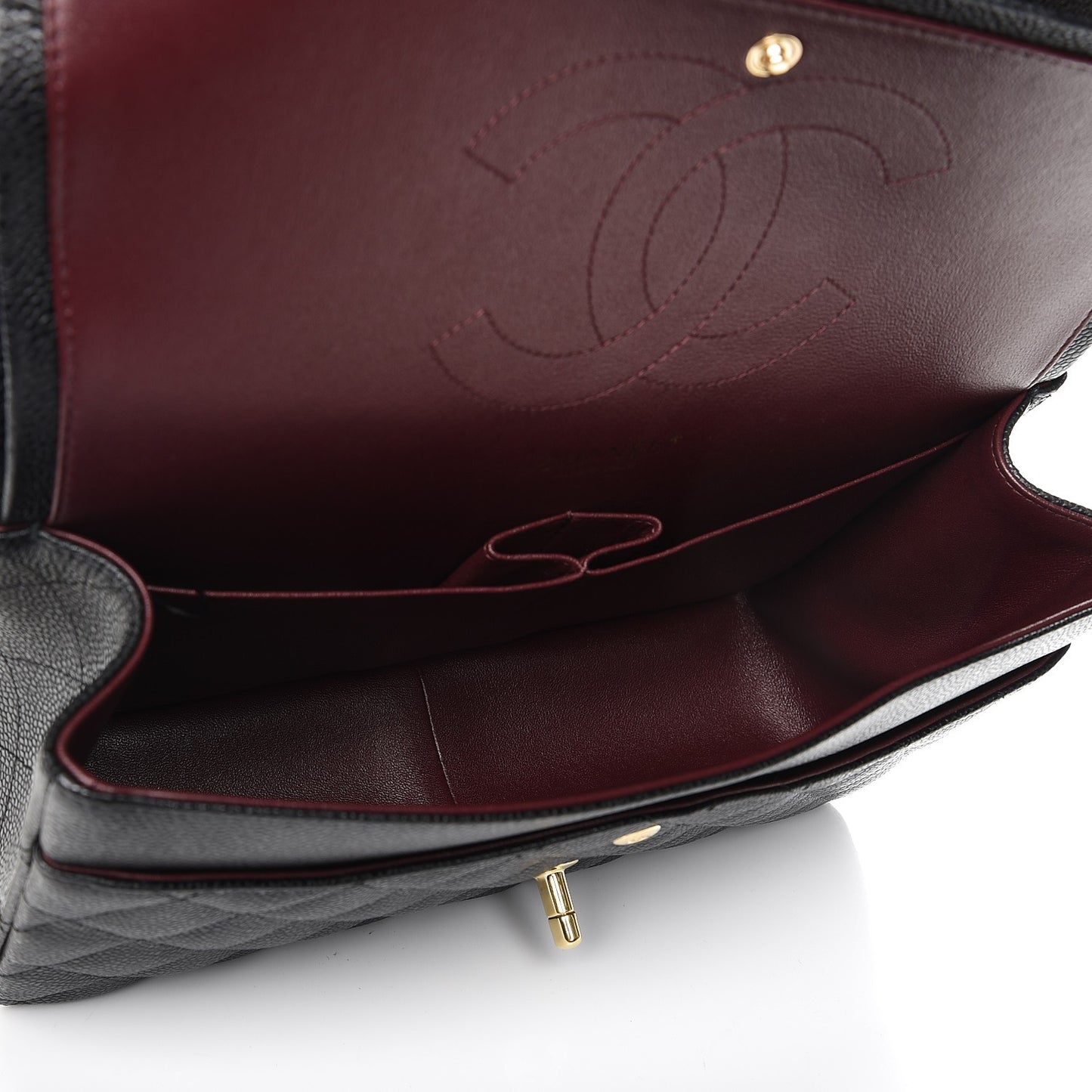 Caviar Quilted Jumbo Double Flap Black