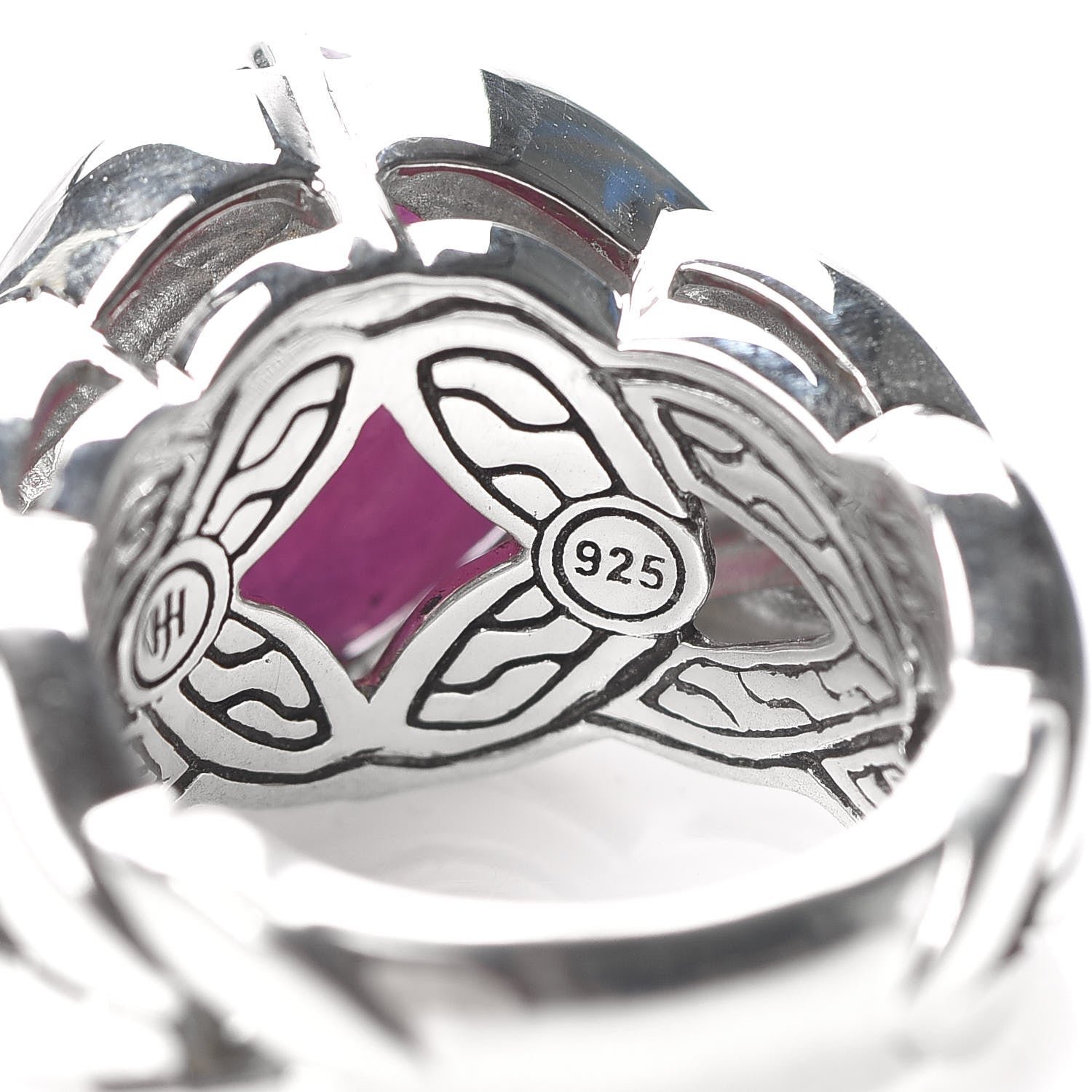 John Hardy JONH HARDY Sterling Silver Diamond Pink Sapphire Modern Chain Magic Cut Ring 53 6.5 7 of 8
