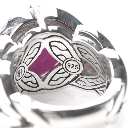 John Hardy JONH HARDY Sterling Silver Diamond Pink Sapphire Modern Chain Magic Cut Ring 53 6.5 7 of 8
