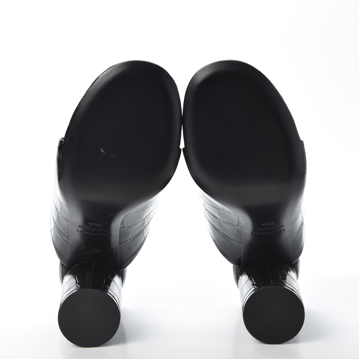 Balenciaga Calfskin Croc Embossed Oval BB 90mm Slide Sandals 36.5 Black 5 of 10