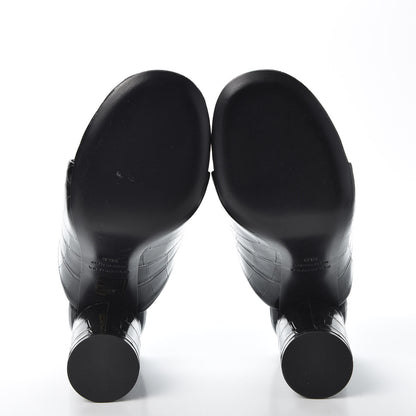 Balenciaga Calfskin Croc Embossed Oval BB 90mm Slide Sandals 36.5 Black 5 of 10