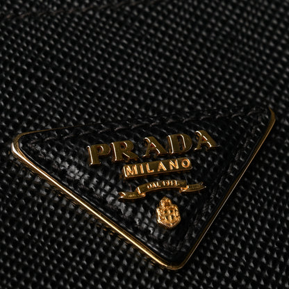 Prada Saffiano Cuir Small Matinee Tote Black Cerise 13 of 13