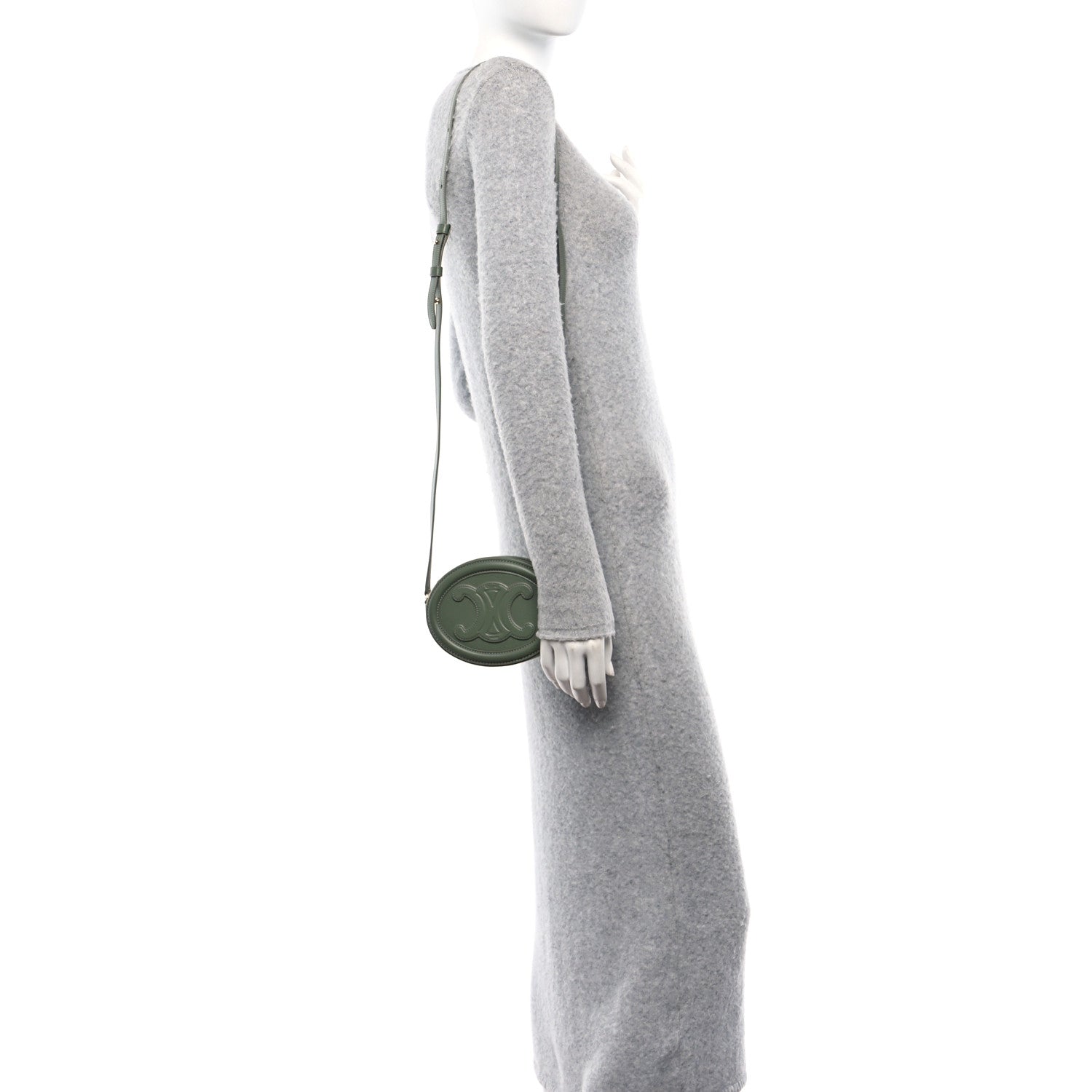 Celine Smooth Calfskin Cuir Small Triomphe Oval Purse Crossbody