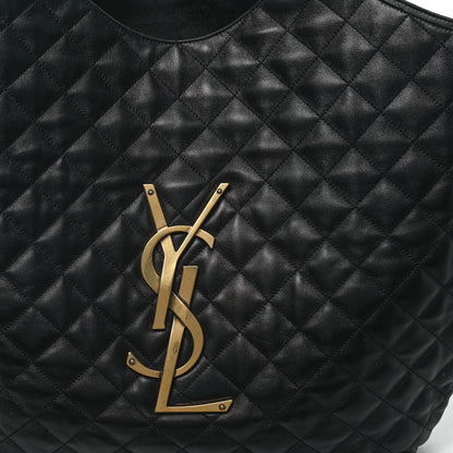 Saint Laurent Lambskin Quilted Maxi Icare Shopping Tote Black 9 of 13
