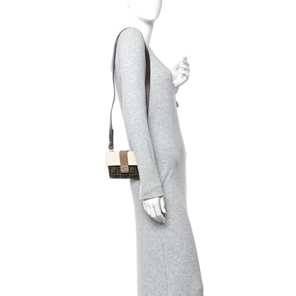 Fendi Fabric Jacquard Canvas Vitello Grace Pequin FF 1974 Baguette Belt Pouch Tobacco Moro Grezzo Sand 2 of 14
