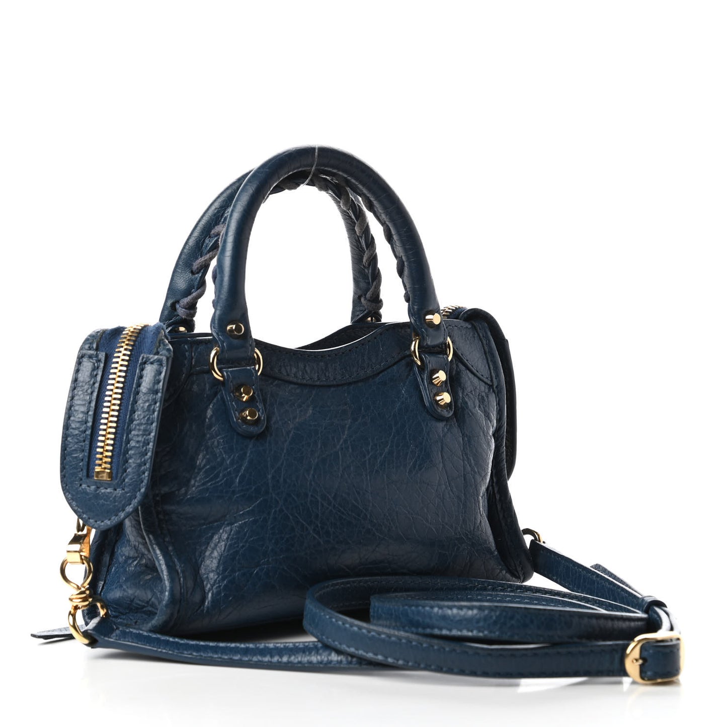 Agneau Classic Gold Hardware Nano City Bleu Profond