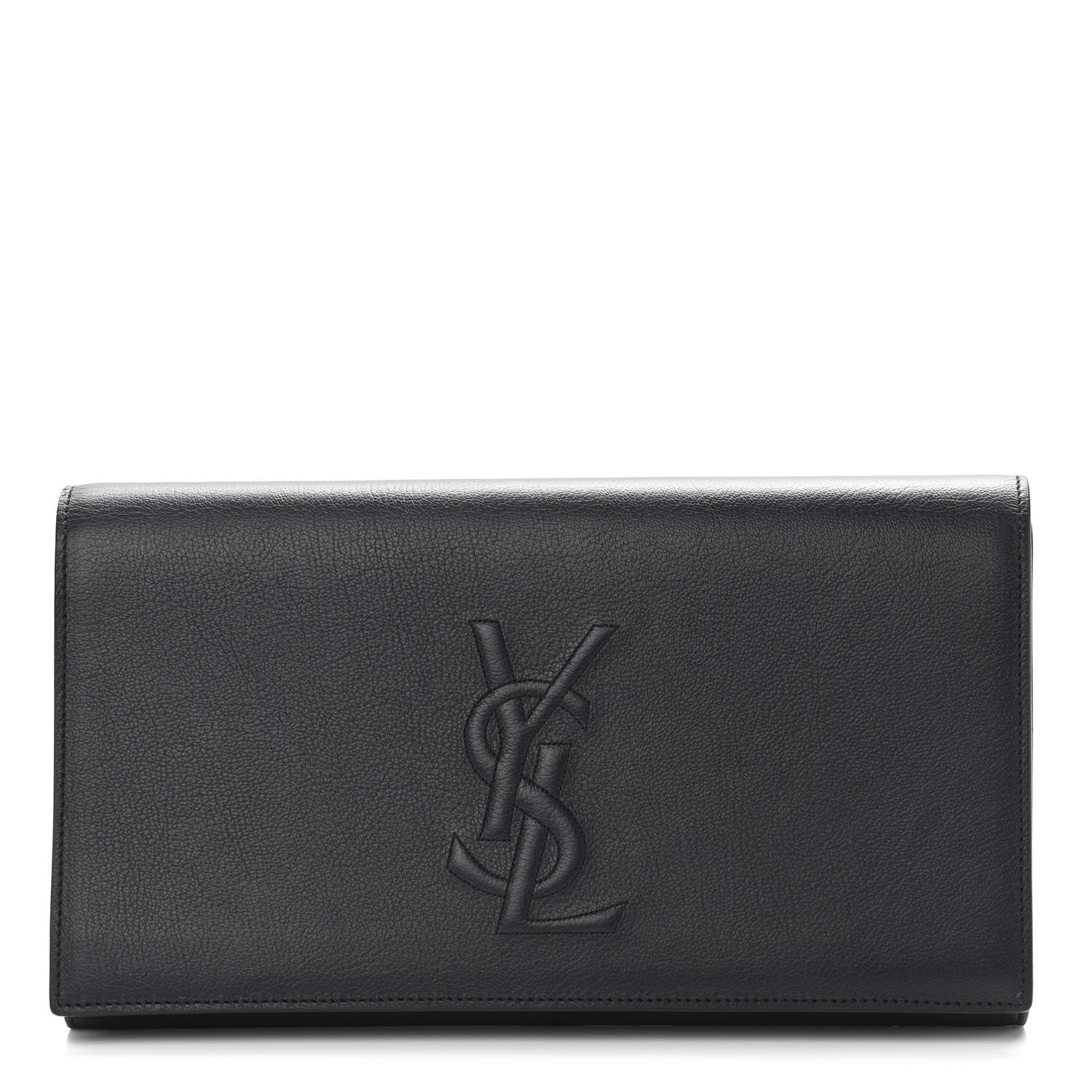 Saint Laurent Calfskin Monogram Large Belle De Jour Clutch Navy 1 of 10