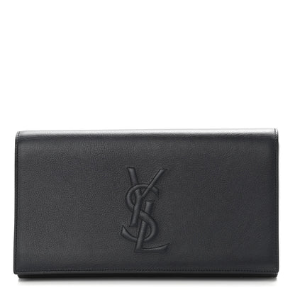 Saint Laurent Calfskin Monogram Large Belle De Jour Clutch Navy 1 of 10