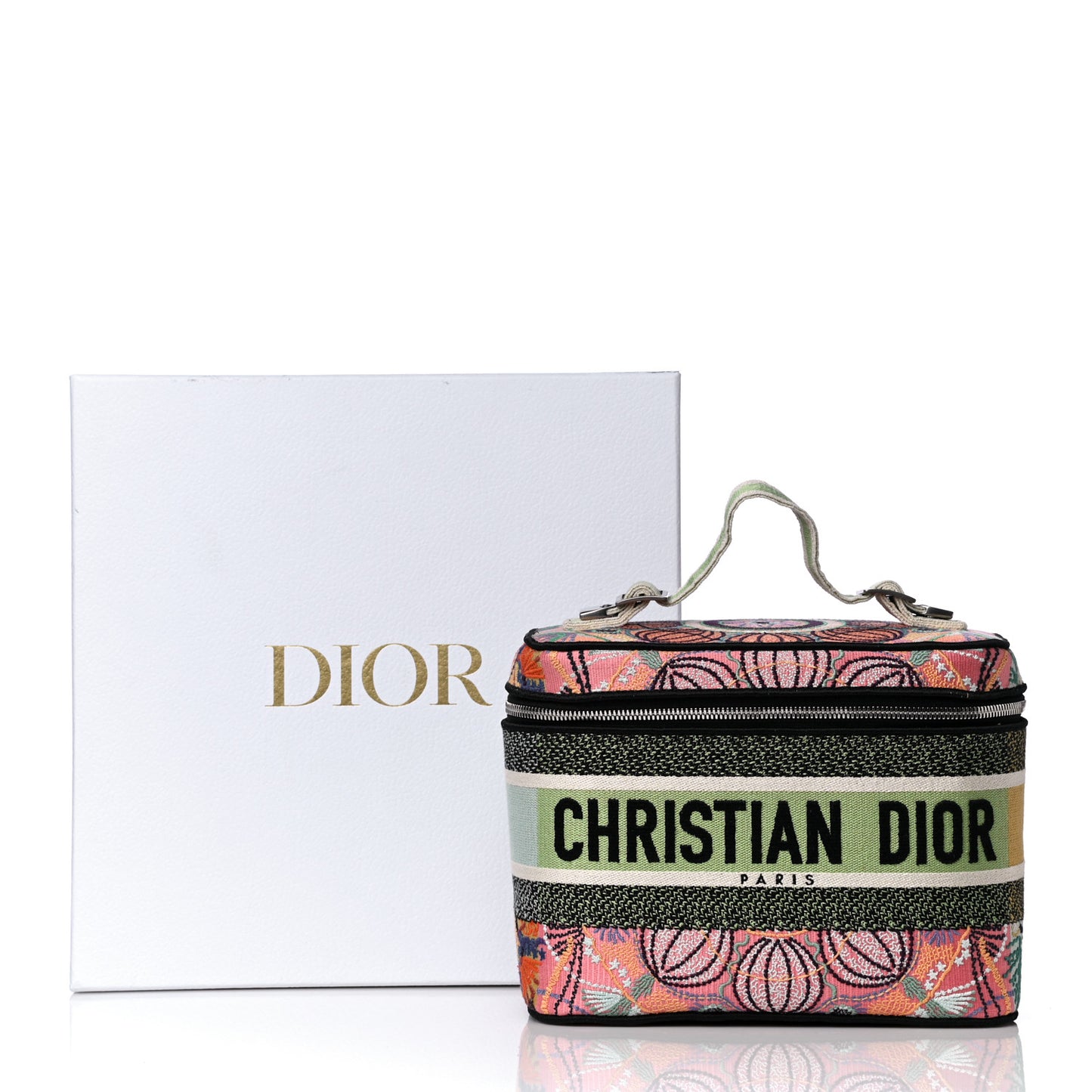 Canvas Embroidered Dior In Lights Diortravel Vanity Case Multicolor