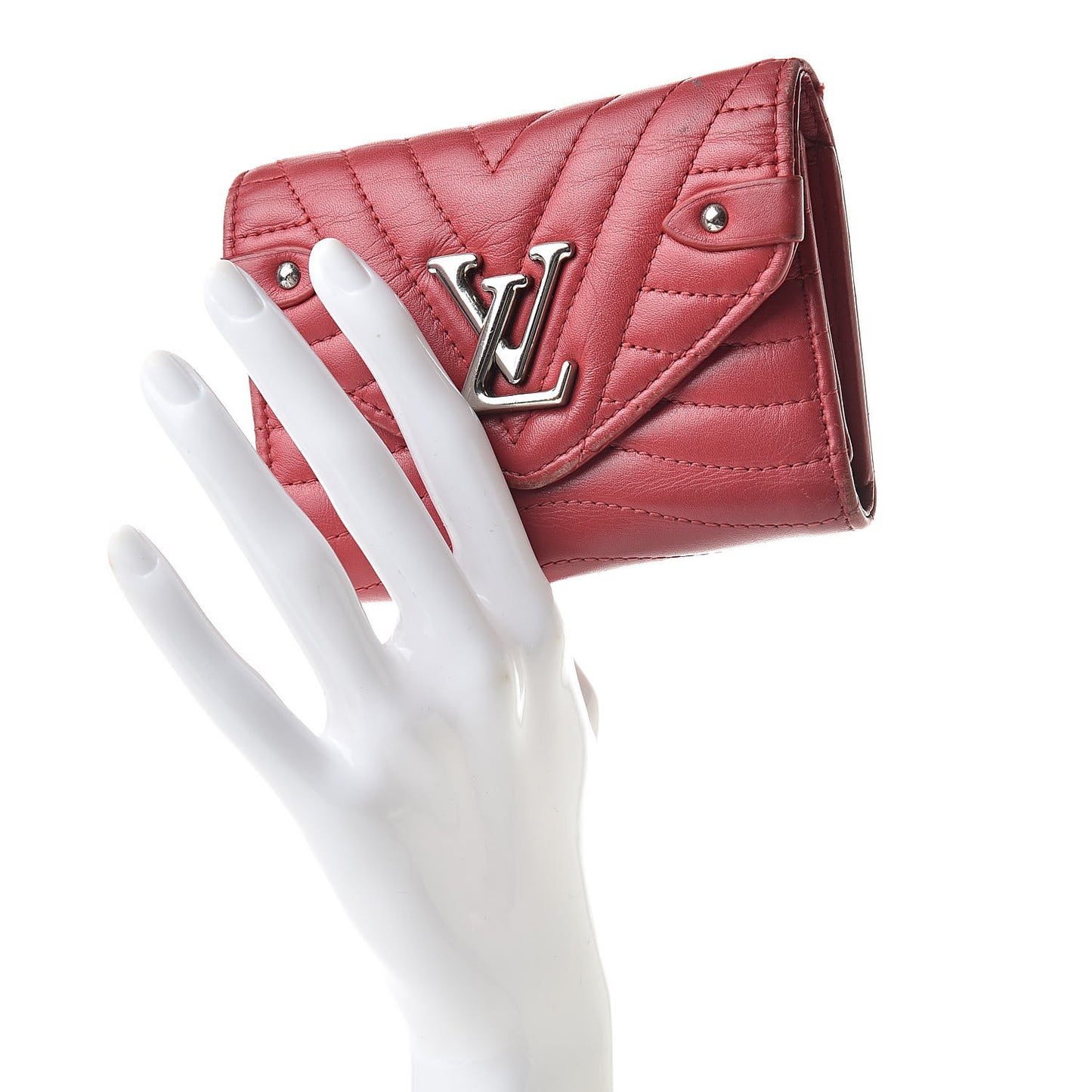 Calfskin New Wave Compact Wallet Rouge
