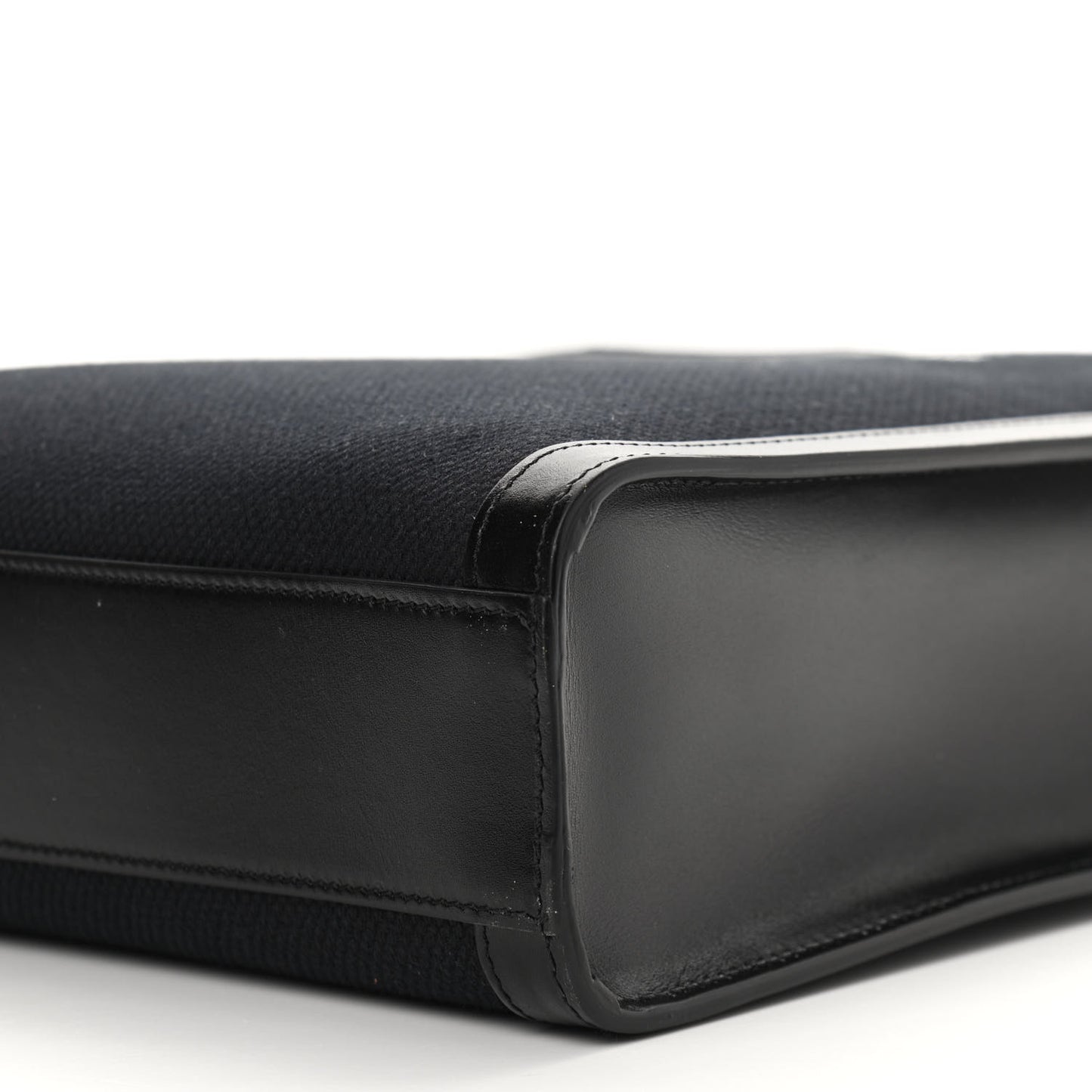 Canvas Calfskin Small Vertical Cabas Black