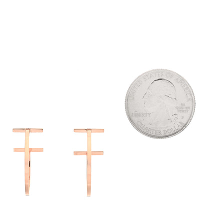 Tiffany 18K Rose Gold Medium T Wire Hoop Earrings 2 of 4