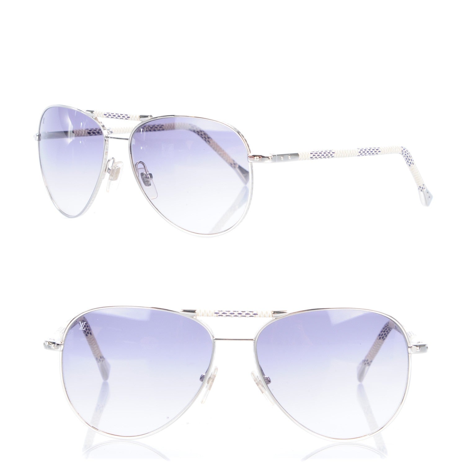 Louis Vuitton Damier Azur Conspiration Pilote Aviator Sunglasses Z0203U 1 of 7