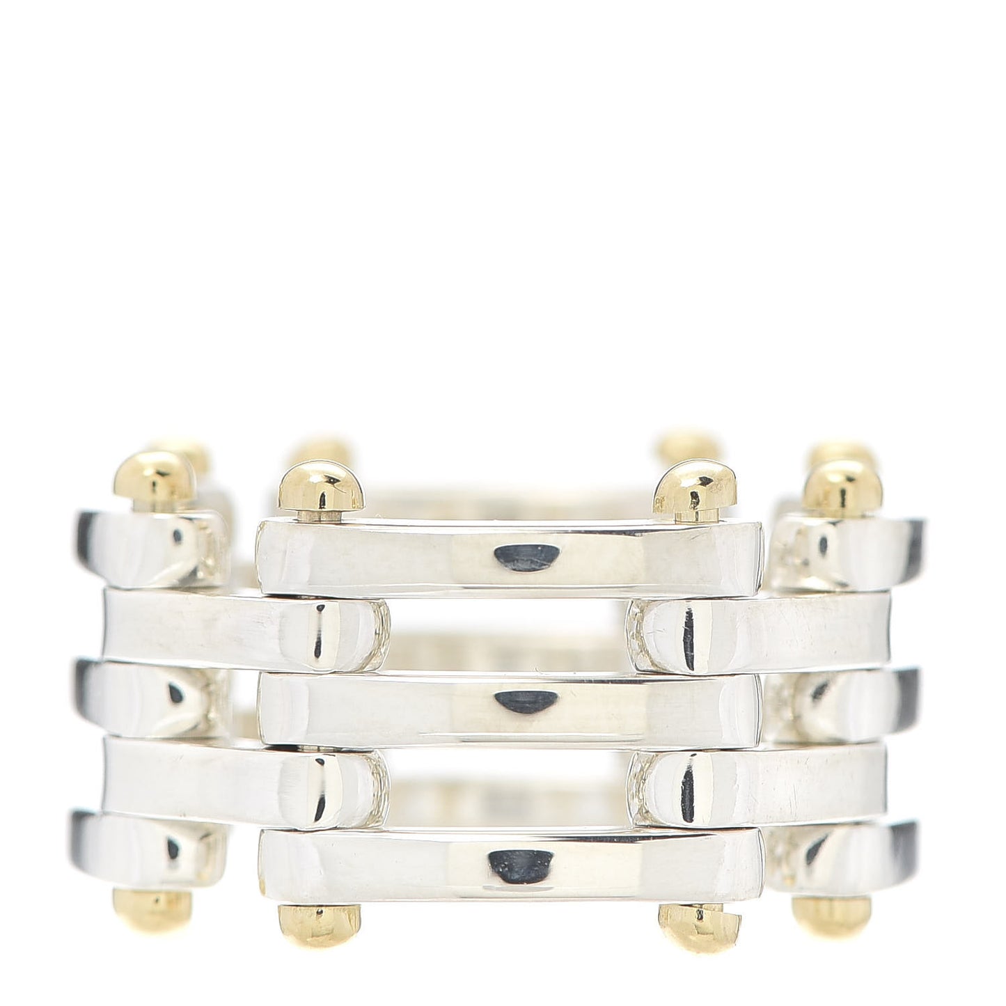 Sterling Silver 18K Yellow Gold Gatelink Ring 52 6