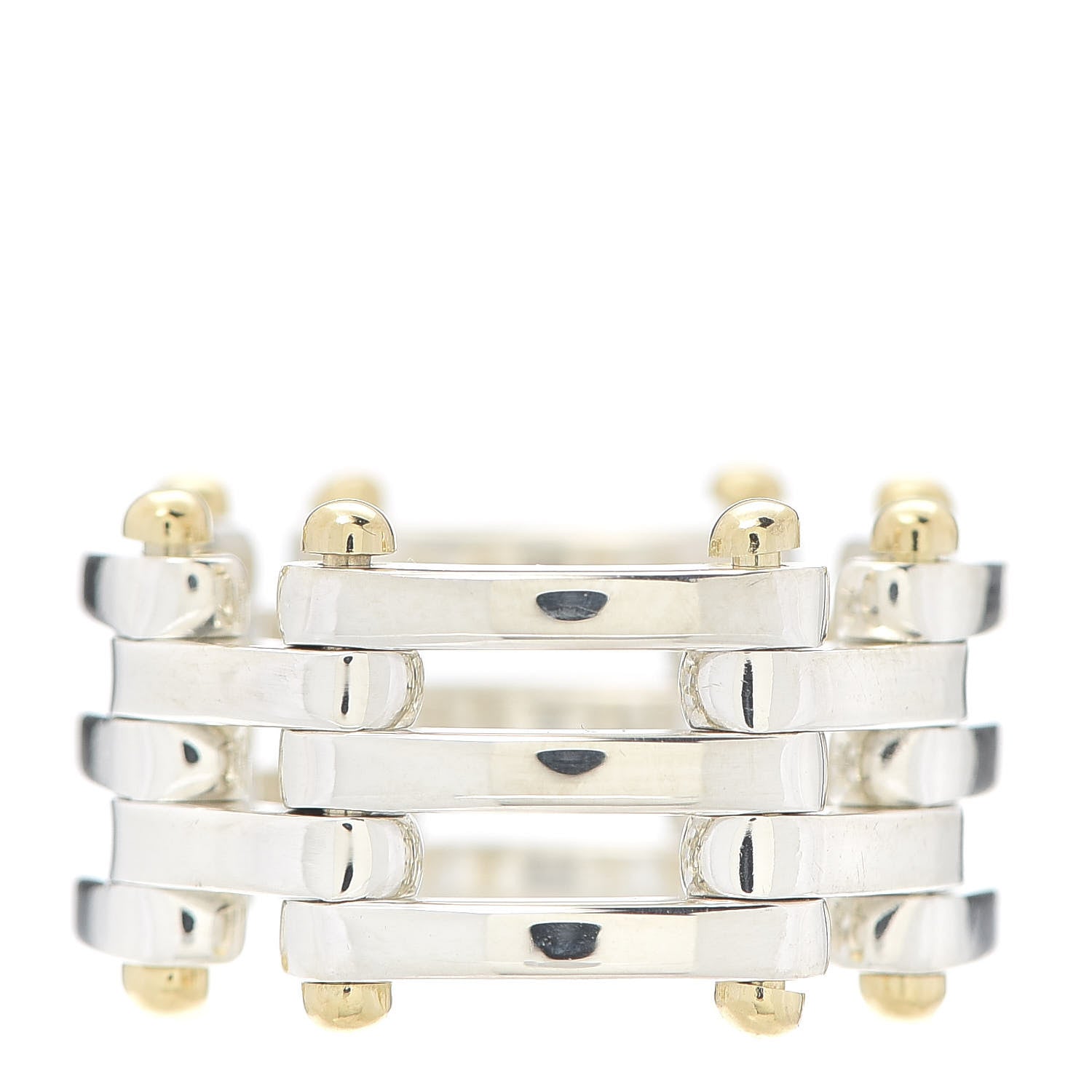 Tiffany Sterling Silver 18K Yellow Gold Gatelink Ring 52 6 3 of 5