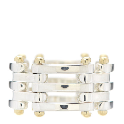 Tiffany Sterling Silver 18K Yellow Gold Gatelink Ring 52 6 3 of 5