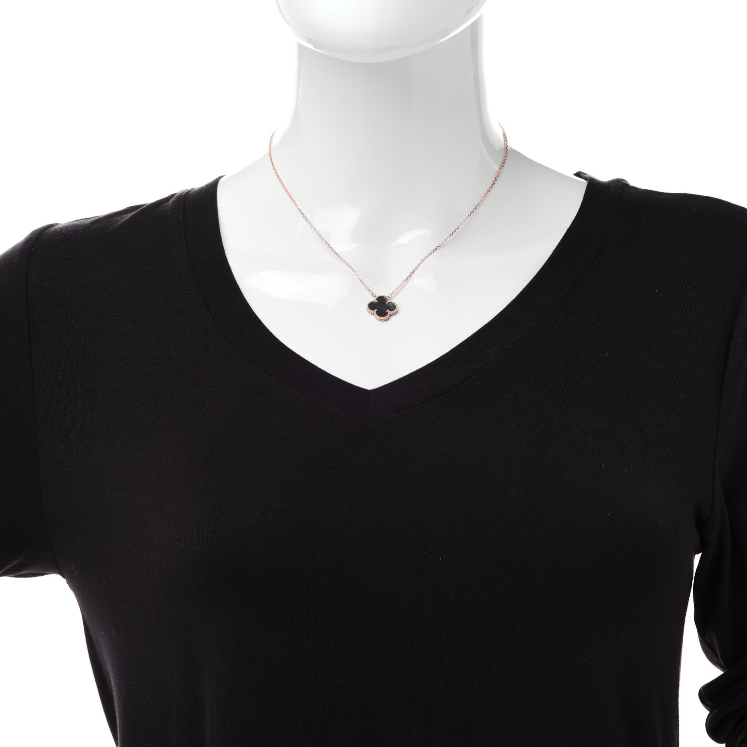 Van Cleef & Arpels 18K Rose Gold Gray Mother of Pearl Vintage Alhambra Pendant Necklace 2 of 6