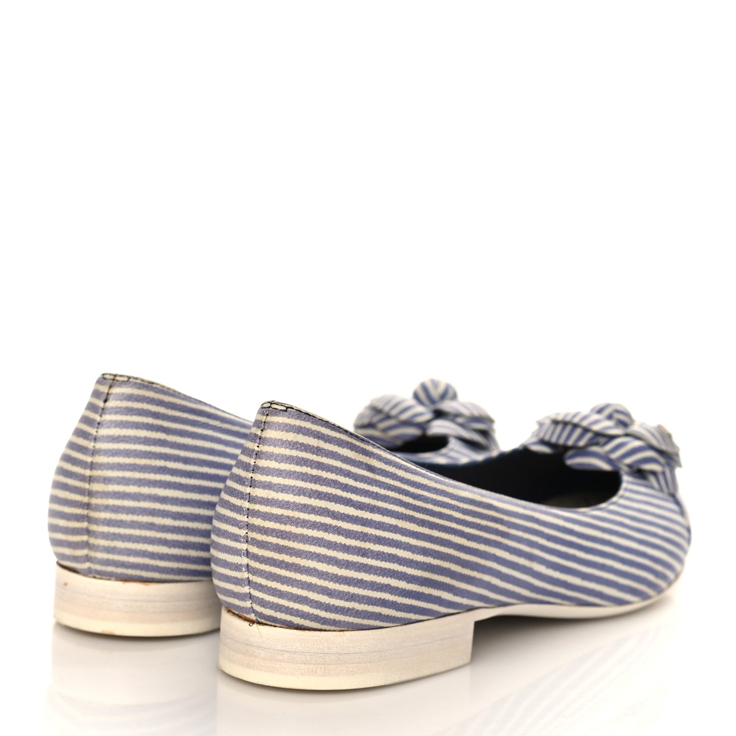 Lambskin Striped Camellia Ballerina Flats 35 Dark Blue