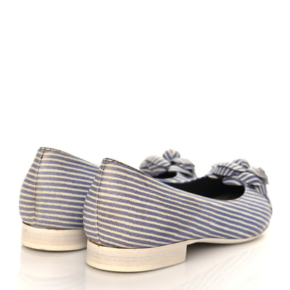 Chanel Lambskin Striped Camellia Ballerina Flats 35 Dark Blue 4 of 10