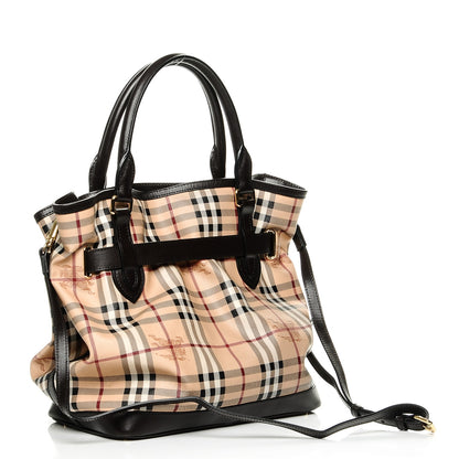 Burberry Haymarket Check Medium Golderton Tote Chocolate 3 of 7