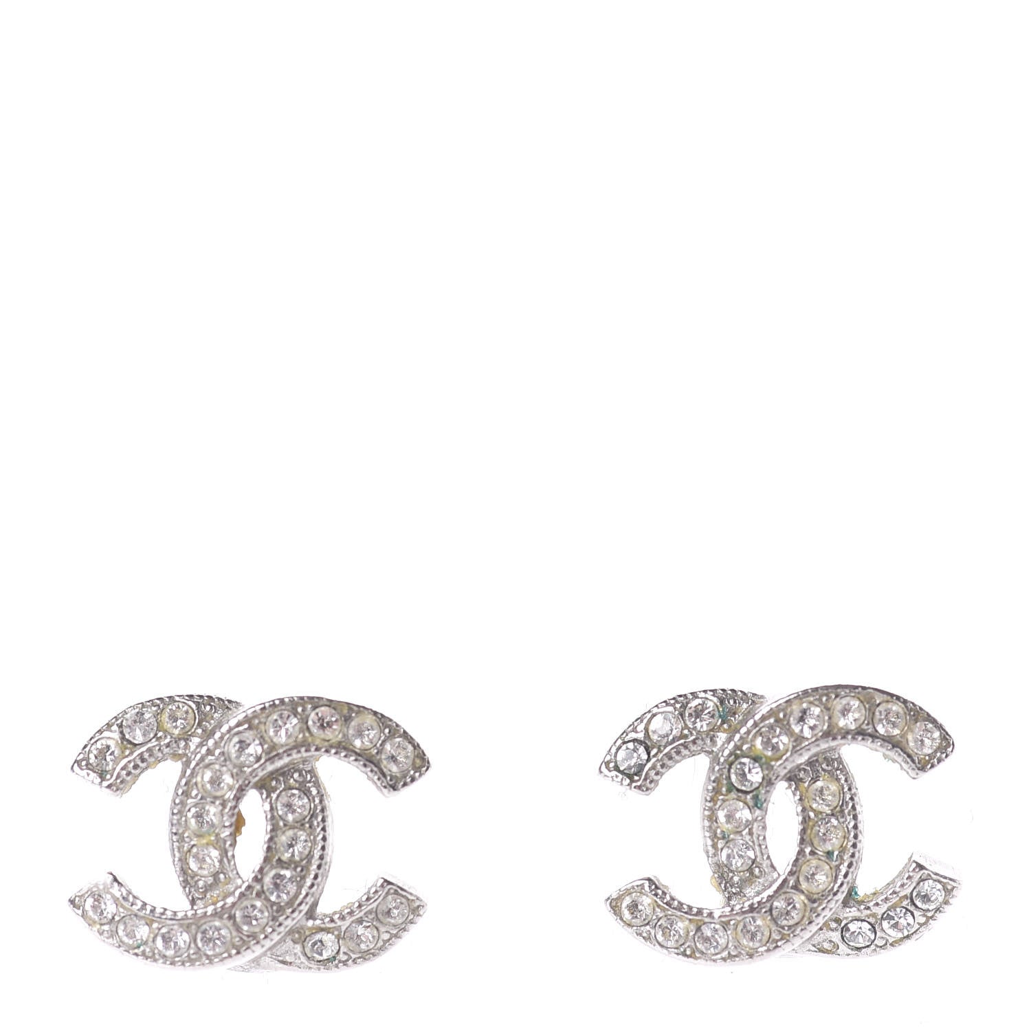 Chanel Crystal Mini Timeless CC Earrings Silver 1 of 5