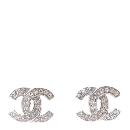 Chanel Crystal Mini Timeless CC Earrings Silver 1 of 5