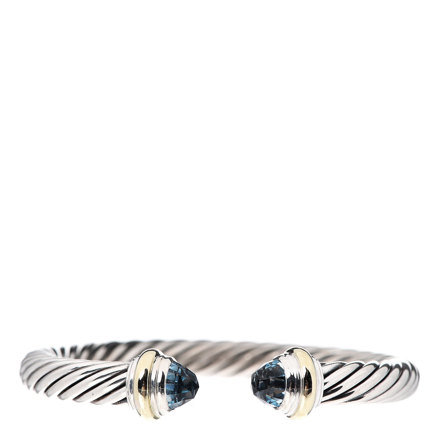 Sterling Silver 14K Yellow Gold Blue Topaz 7mm Cable Classics Bracelet
