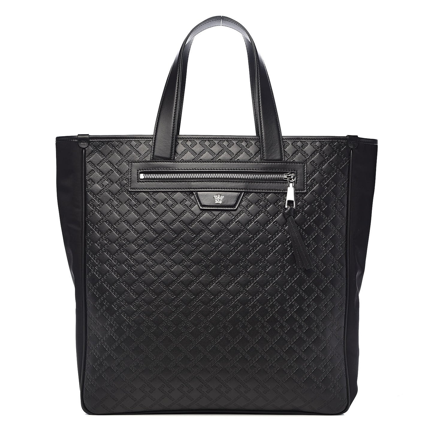 Calfskin Nylon Medusa Lifestyle Tote Black