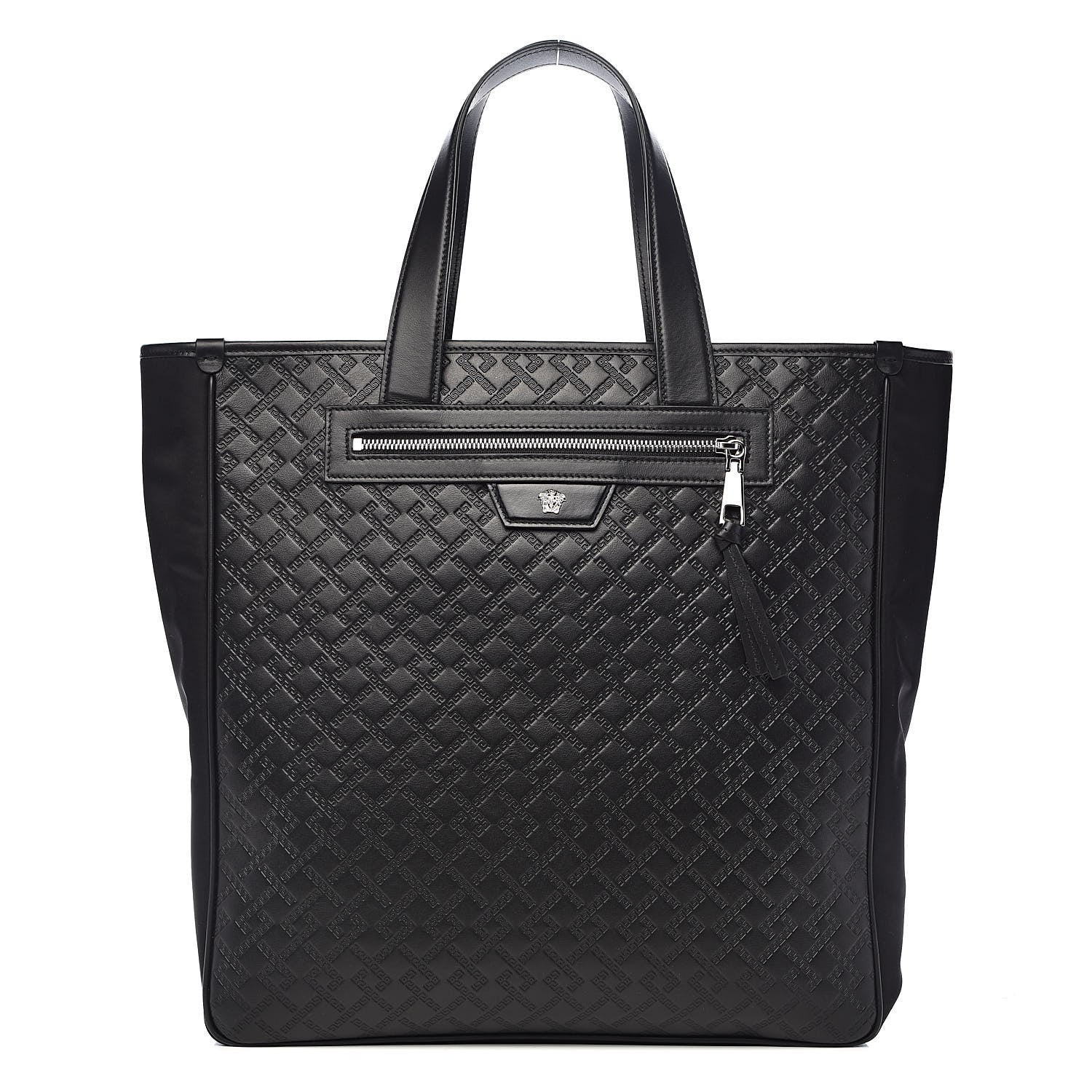 Versace Calfskin Nylon Medusa Lifestyle Tote Black 1 of 9