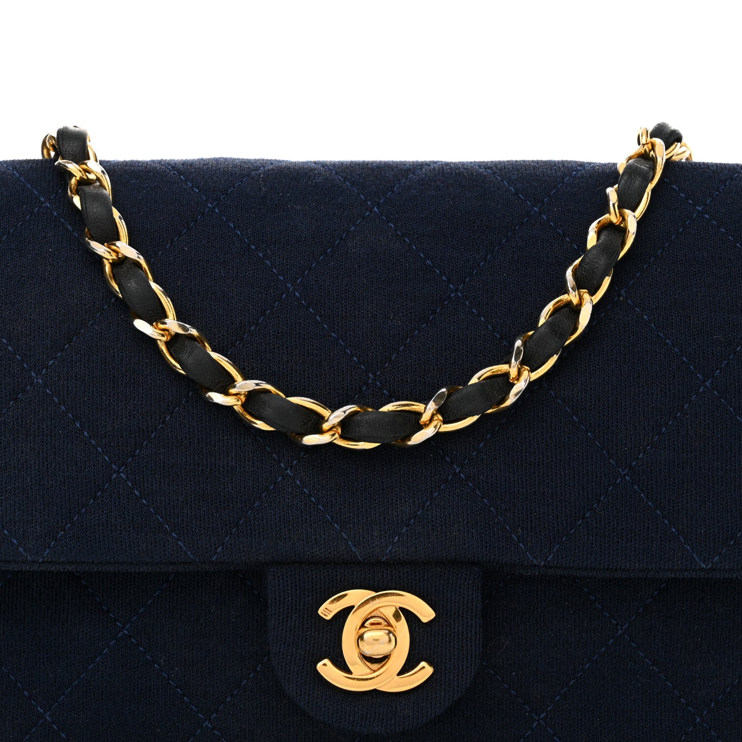 Jersey Lambskin Quilted Mini Square Flap Navy