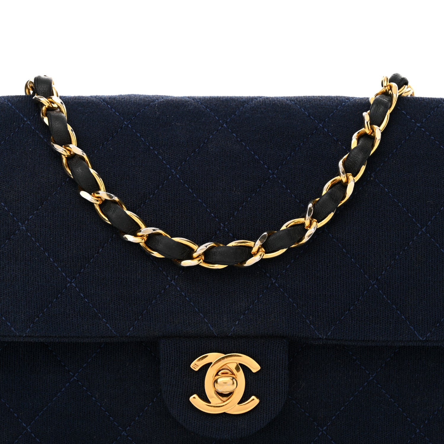 Chanel Jersey Lambskin Quilted Mini Square Flap Navy 9 of 16