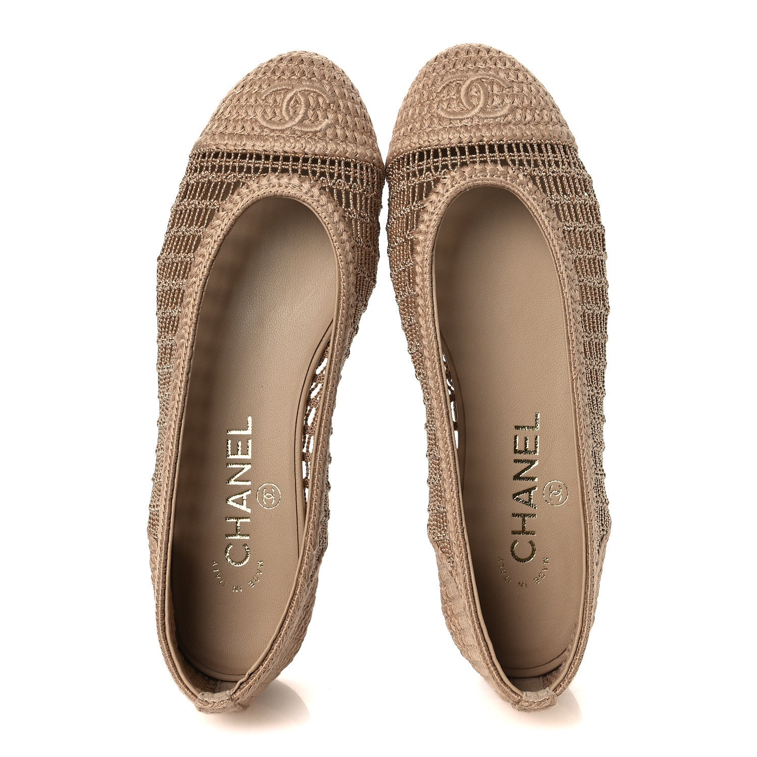 Chanel Raffia Cap Toe Ballerina Flats 36 Beige 2 of 11