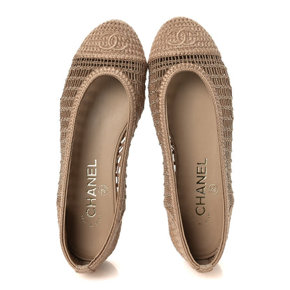 Chanel Raffia Cap Toe Ballerina Flats 36 Beige 2 of 11