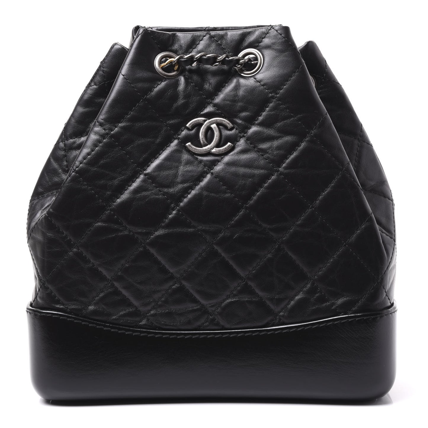 Aged Calfskin Quilted Small Gabrielle Backpack Black