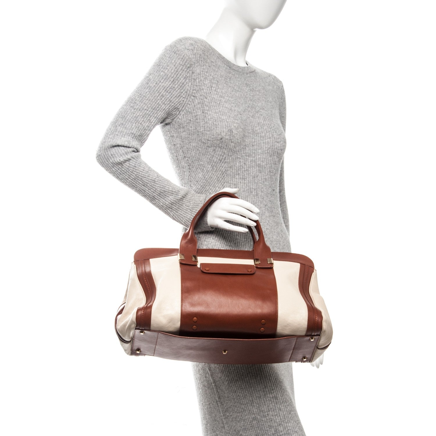 Chloe Calfskin Large Alice Satchel Husky White 2 of 8