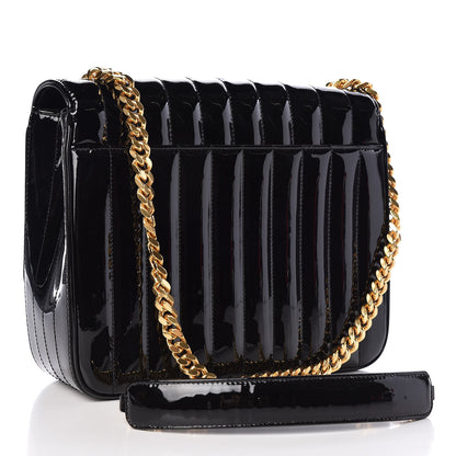 Saint Laurent Patent Matelasse Monogram Large Vicky Chain Bag Black 3 of 9