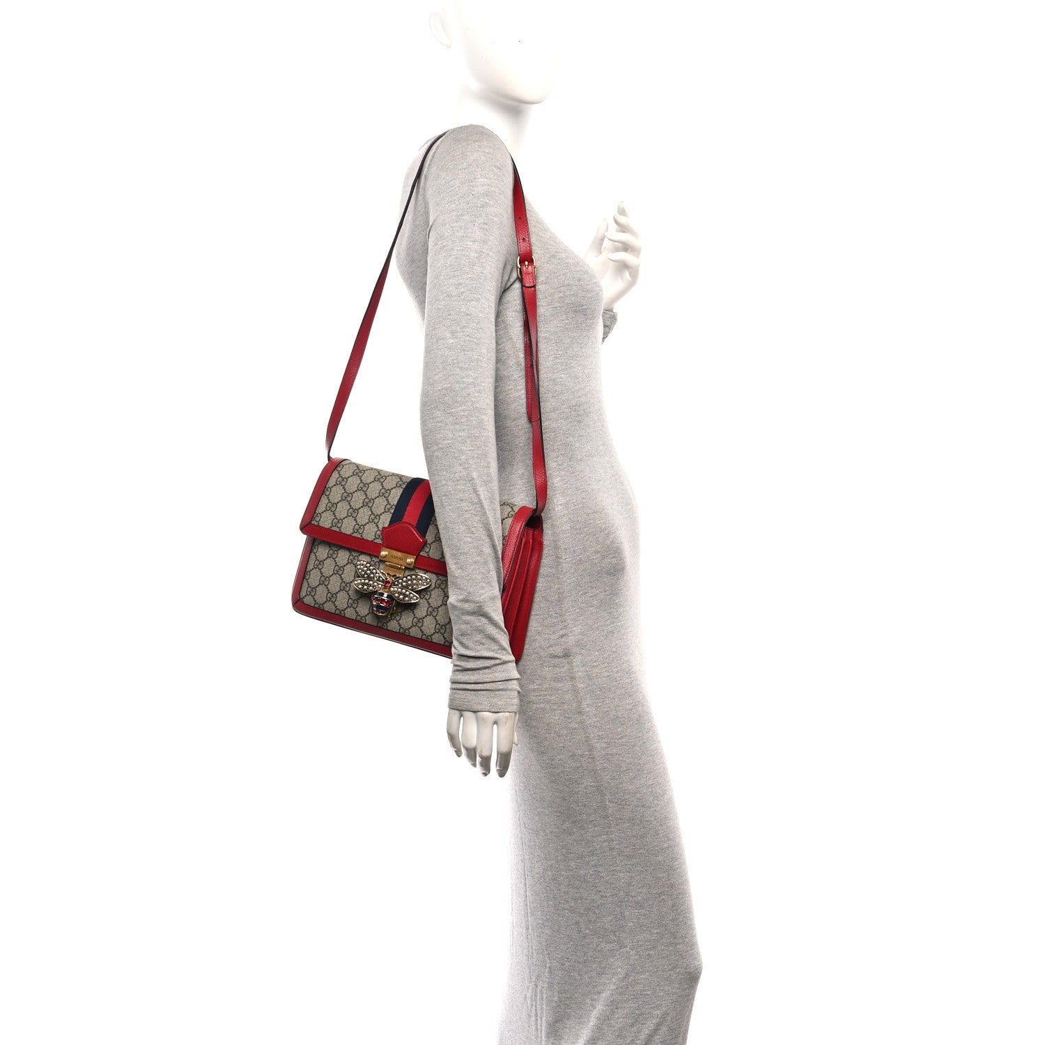 Gucci GG Supreme Monogram Medium Queen Margaret Shoulder Bag Red 2 of 10