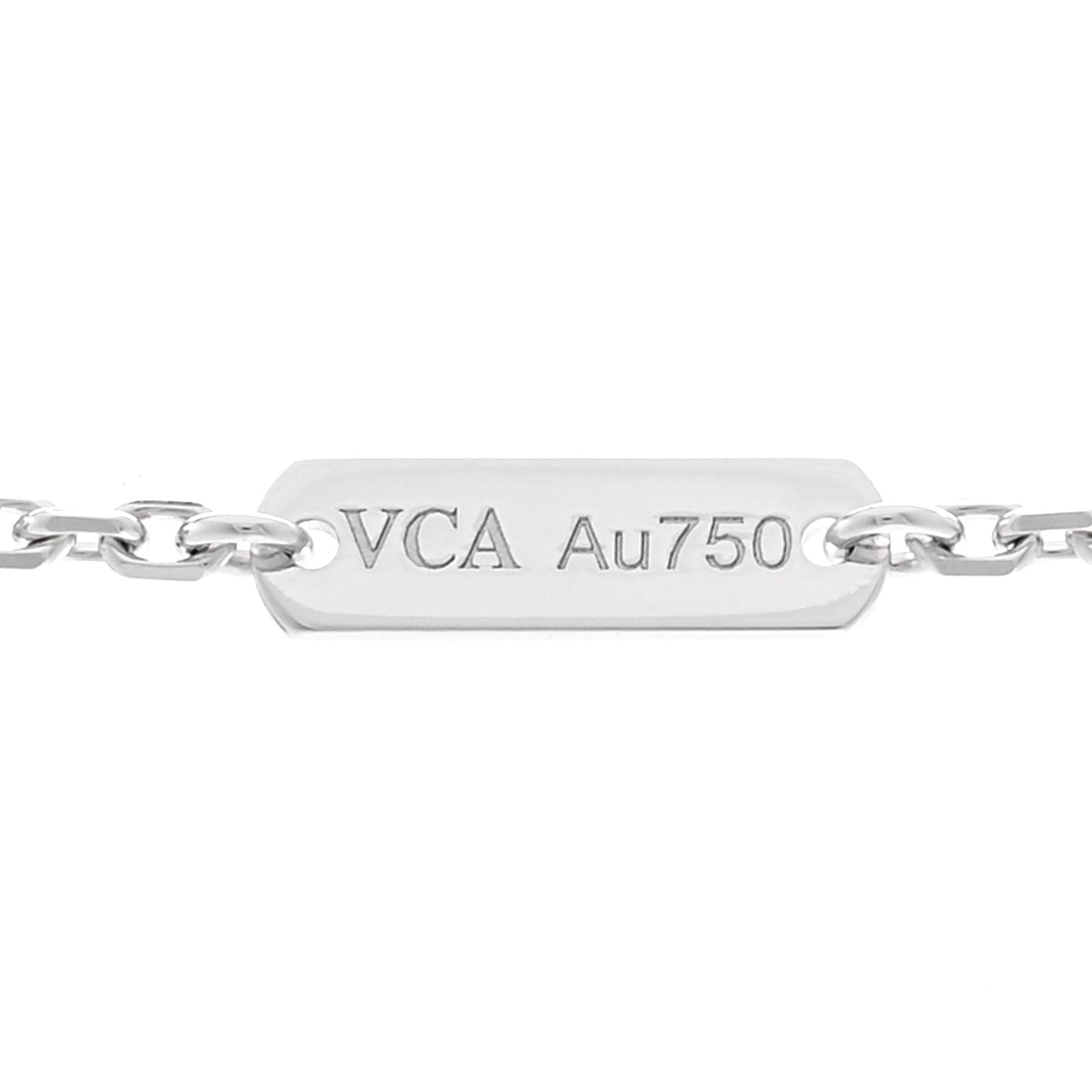 18K White Gold Guilloche Vintage Alhambra Pendant Necklace