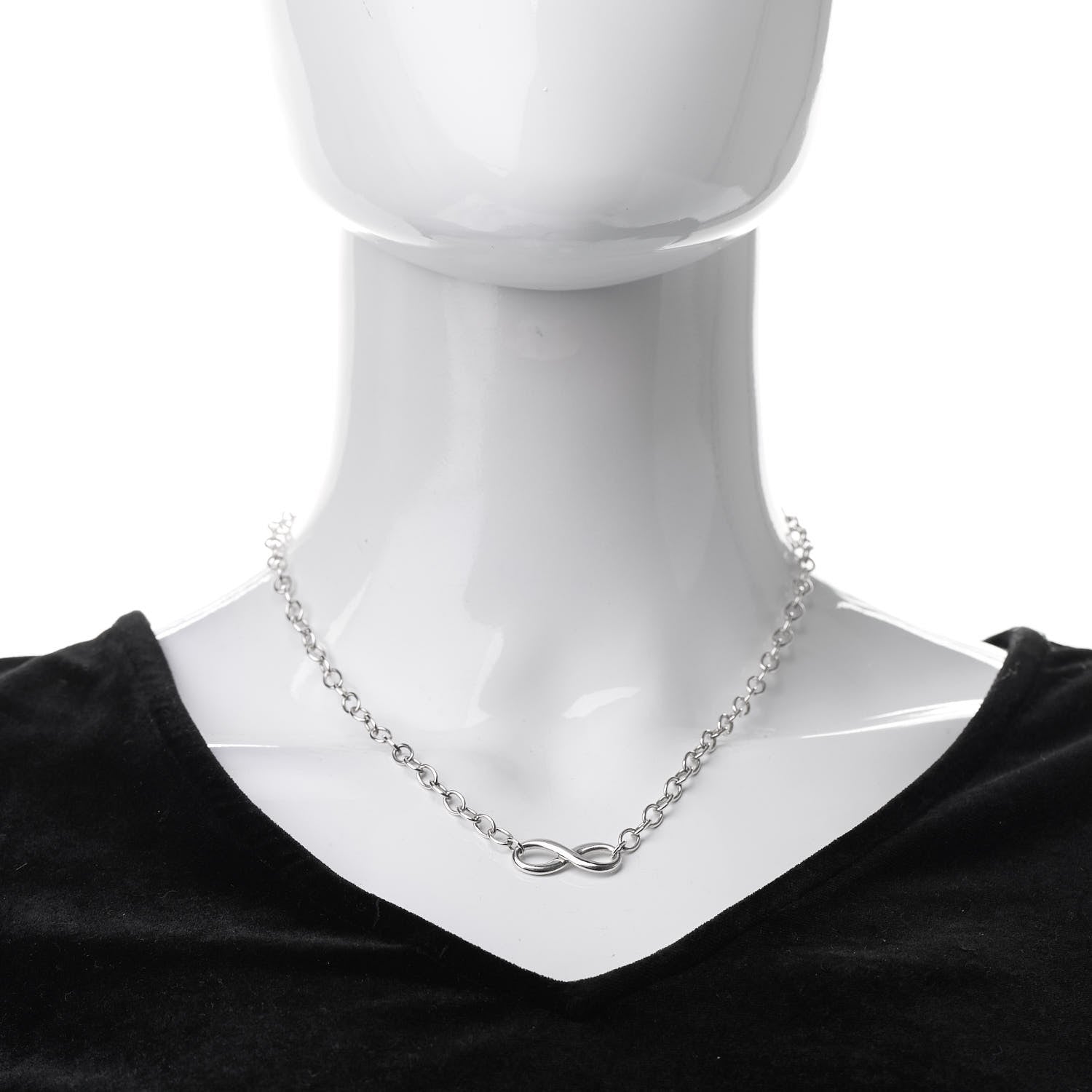 Tiffany Sterling Silver Narrow Infinity Link Necklace 2 of 6