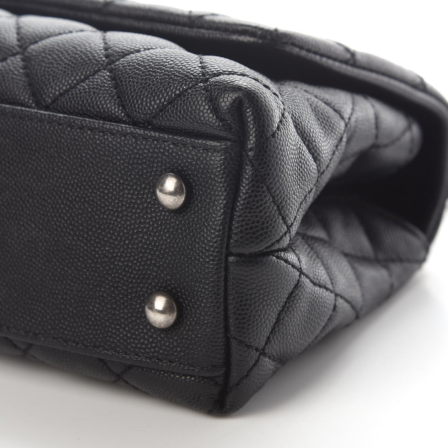 Caviar Lizard Embossed Quilted Mini Coco Handle Flap Black
