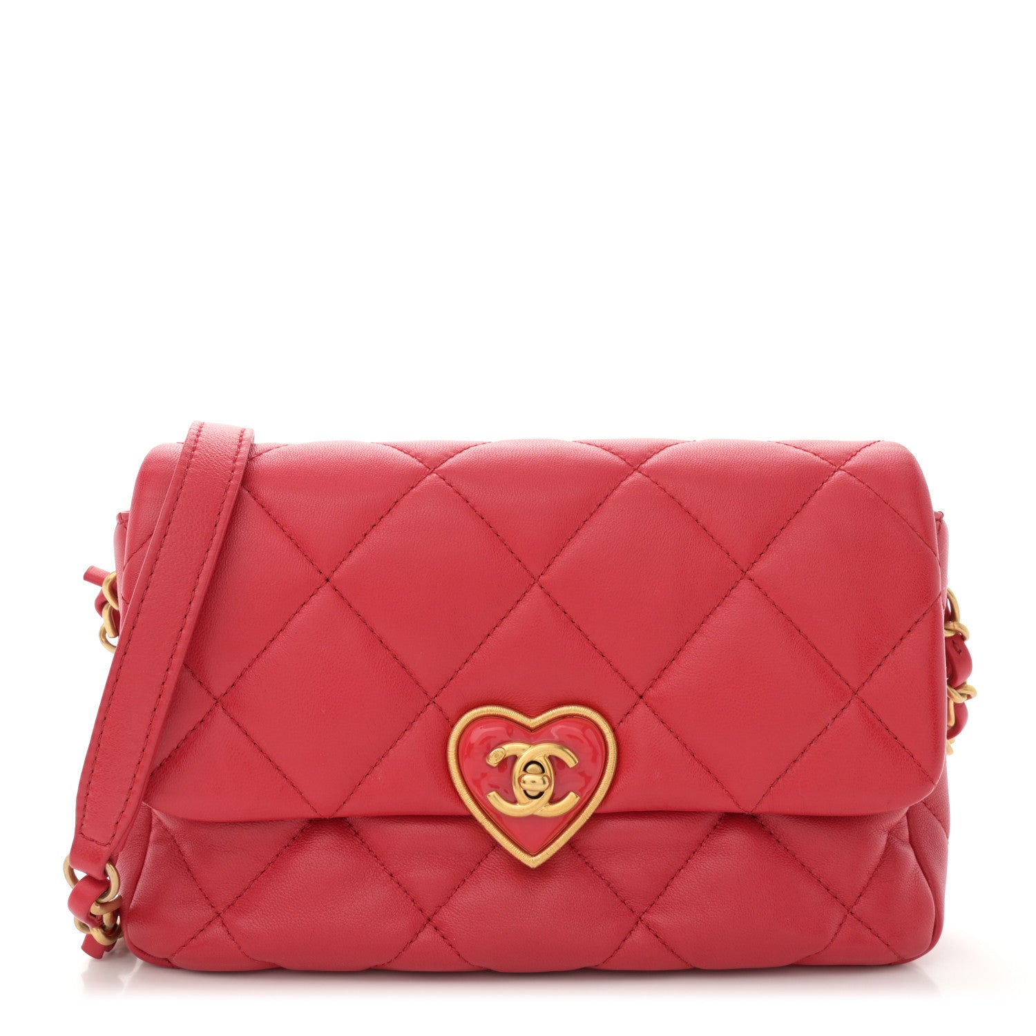 Chanel Lambskin Plexiglass Quilted Coco Love Flap Red 1 of 13