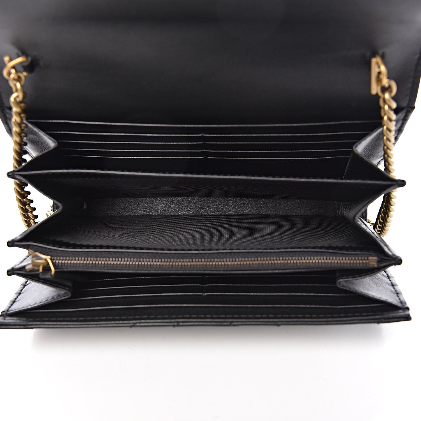 Calfskin Matelasse GG Marmont Chain Wallet Black