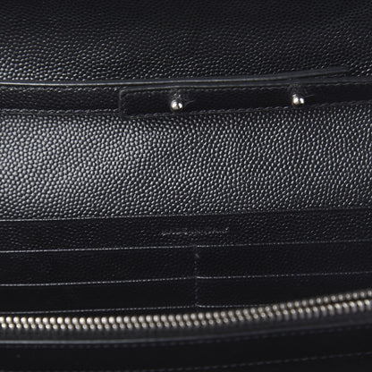 Saint Laurent Grain De Poudre Matelasse Chevron Monogram Chain Wallet Black 9 of 11
