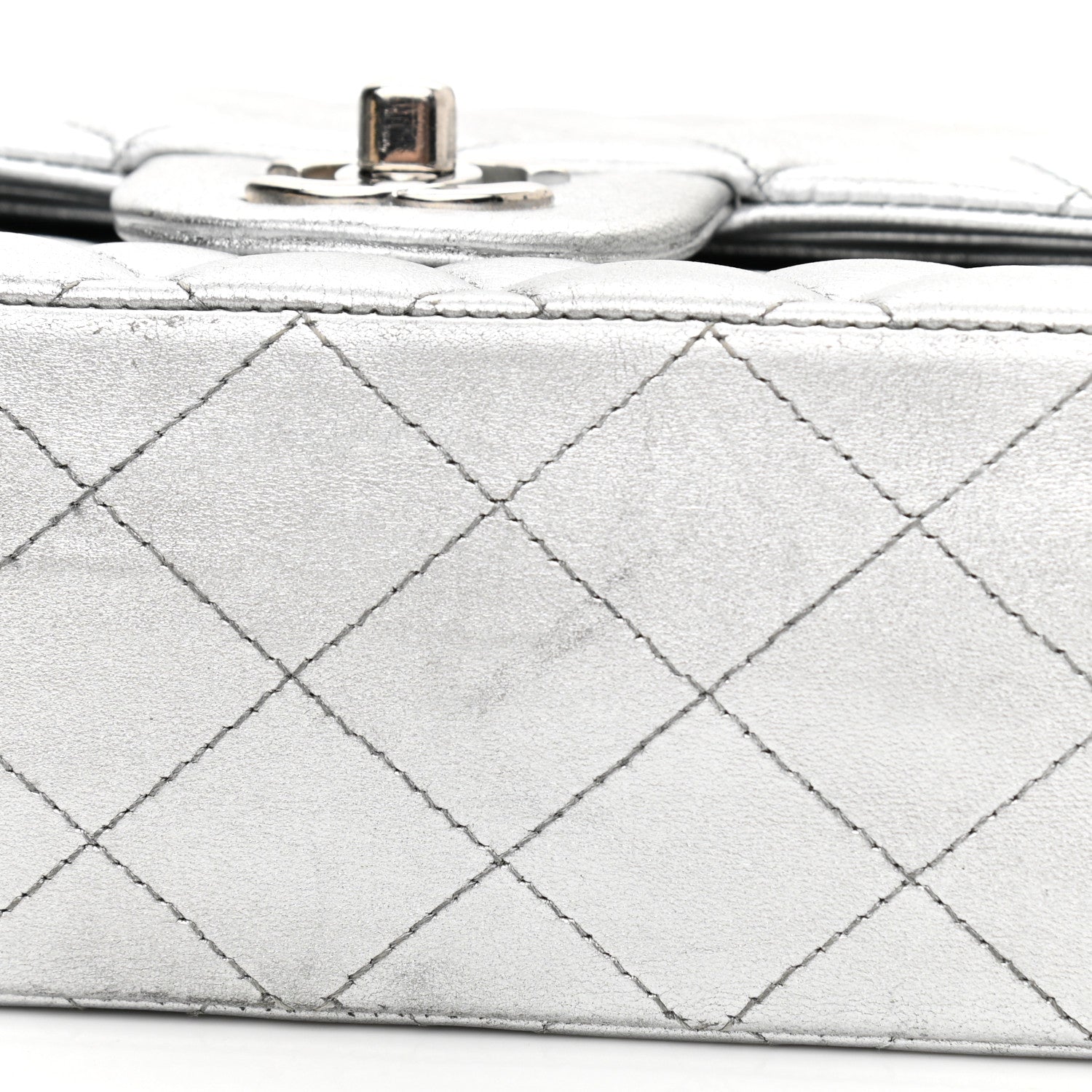 Chanel Metallic Lambskin Quilted Medium Double Flap Silver 16 of 16