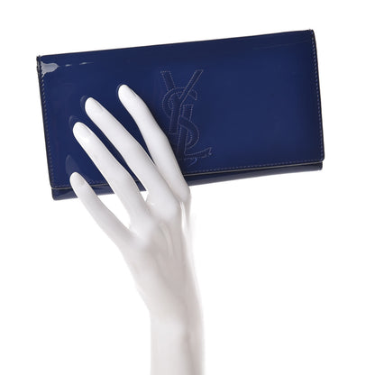 Saint Laurent Patent Belle De Jour Flap Wallet Blue 2 of 11