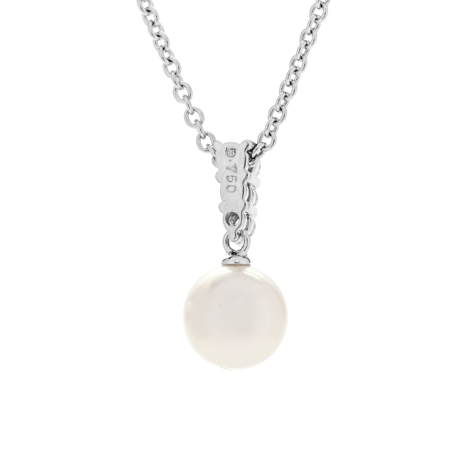 Mikimoto 18K White Gold Diamond Akoya Cultured Pearl 8mm Morning Dew Pendant Necklace 5 of 5