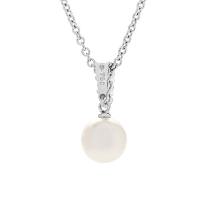 Mikimoto 18K White Gold Diamond Akoya Cultured Pearl 8mm Morning Dew Pendant Necklace 5 of 5