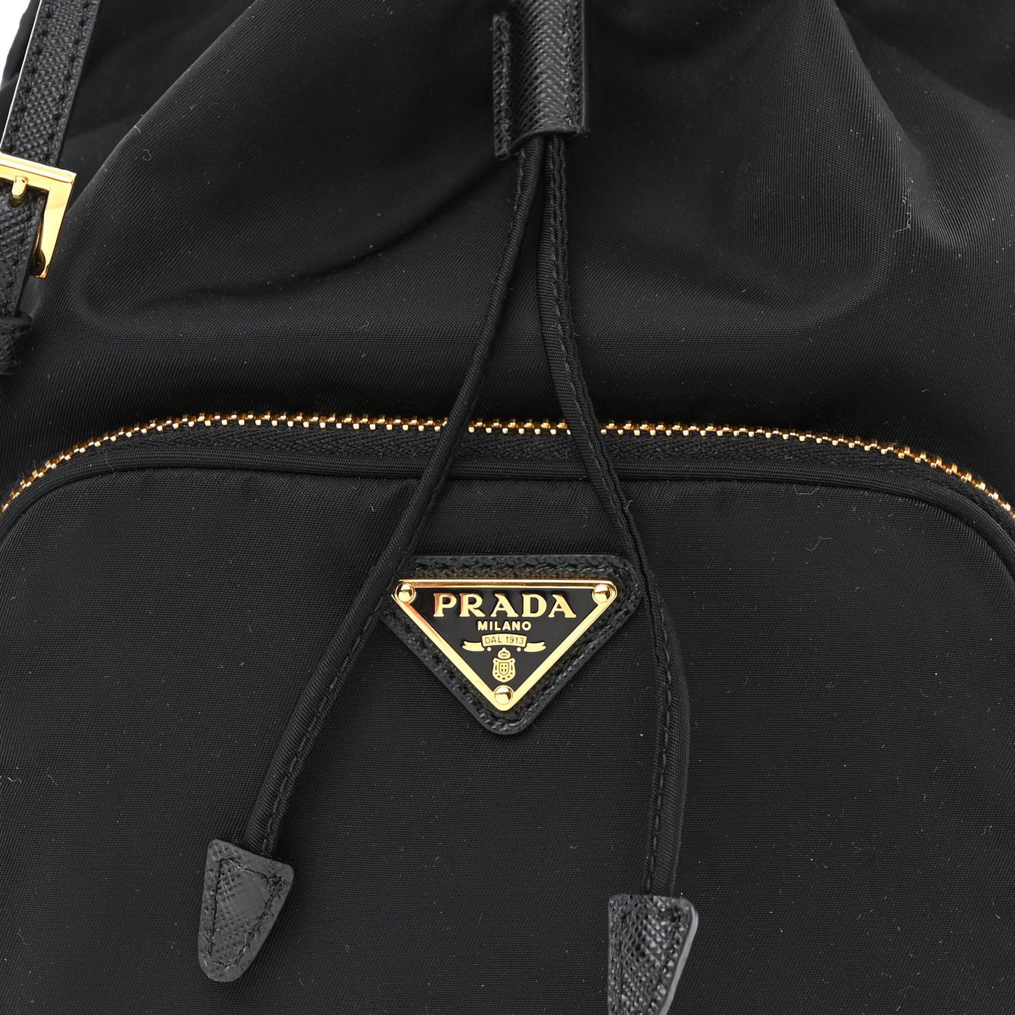 Saffiano Tessuto Nylon Mini Bucket Crossbody Bag Black
